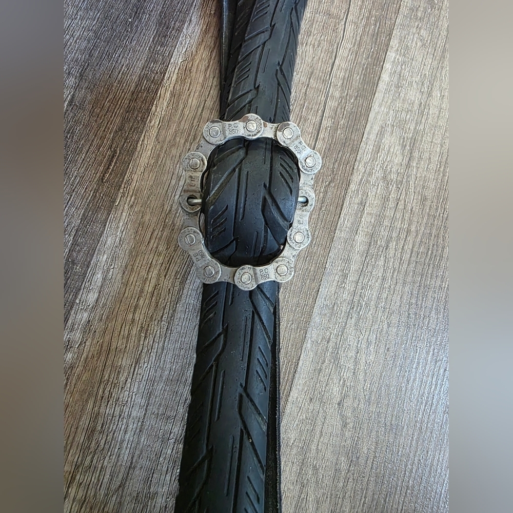 Boho Upcycled Bike Tire Belt Artist Black Rubber Grunge Punk Goth Bikercore
